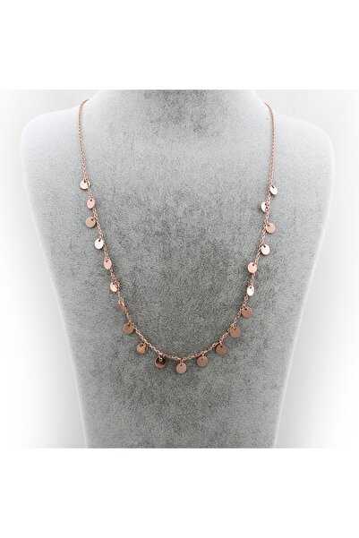 SUNSHINE 925 Ayar Rose Kaplamalı Yuvarlak Pullu Gümüş Kolye