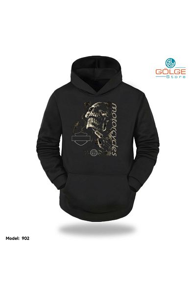 Gölge Store Motorcycles Chest Printed Oversize Unisex Hooded Sweatshirt