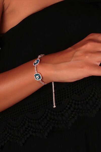 SUNSHINE 925 Ayar Gümüş Zirkon Taşlı Toplu Mineli Nazar Boncuğu Bileklik