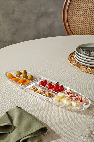 Glamis Selen Concept Damla Model 6 Compartment Handmade Glass Boat Plate
