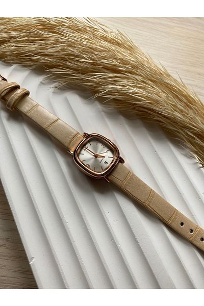 QUARTZ Rubsey Vintage with Calendar Minimal Women's Wristwatch Vintage Leather Band 1 Piece