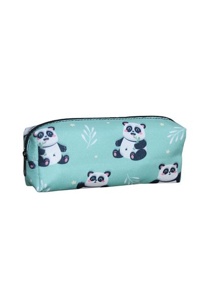 Nostaljik Lezzetler Green Panda Patterned Sweet School Pencil Holder and Makeup Bag