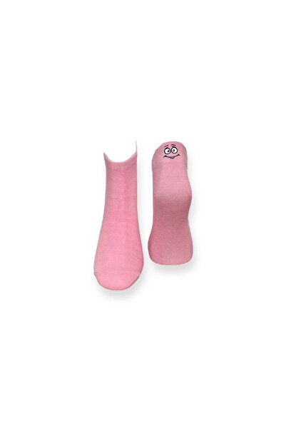 Mevo Tekli Pembe Renkli Unisex Esnek Nem Alabilen Pamuklu Düz Patik Çorap