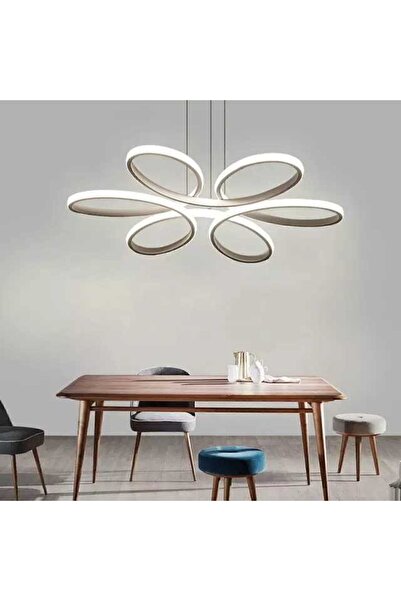 DEKOREV Modern Stella 3 Renk kumandalı Ledli Beyaz Sarkıt Avize 60 cm