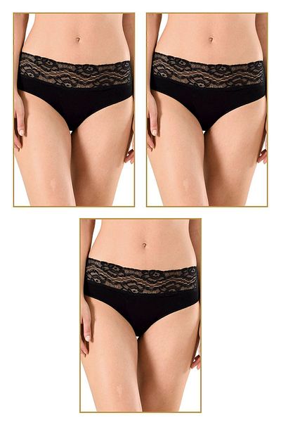 ÖZKAN underwear Özkan 25595 3 Pack Γυναικεία εσώρουχα Bato από βαμβακερά δαντέλα