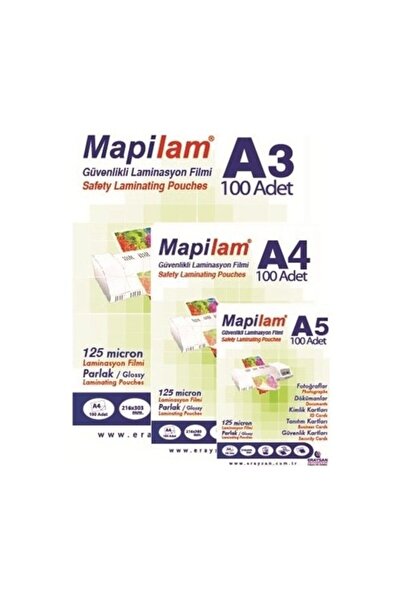 MAPİLAM Mapilam A5 - 100 броя блестяща ламинационна фолио 12Mic, 154X216