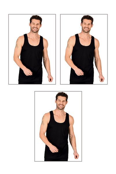 ÖZKAN underwear Özkan 11406 - 3 Pack Men's Thick Strap Flexible Comfortable Cotton Rib Tank Top