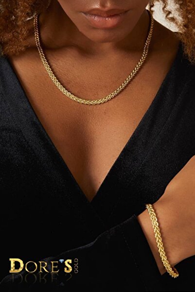 Dores Gold Altın Kolye 14 Ayar Ters Örgü