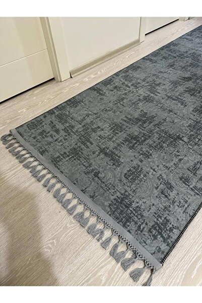 Dinarsu Jel Kaymaz Halı Nevra Asos Antrasit Kaymaz Taban Yolluk Yıkanabilir H...