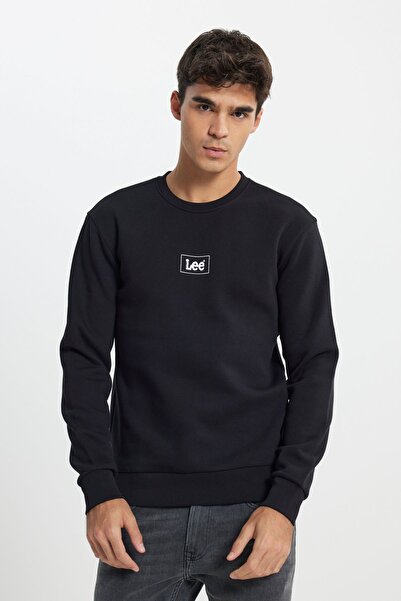 Lee Black Regular Fit Crew Neck Fleece Sweatshirt