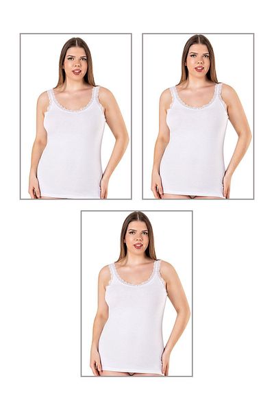 ÖZKAN underwear Özkan 26802 Pachet de 3 femei, bumbac, guler, dantela, curea groasă, flexibilă, confortabilă, mărime mare