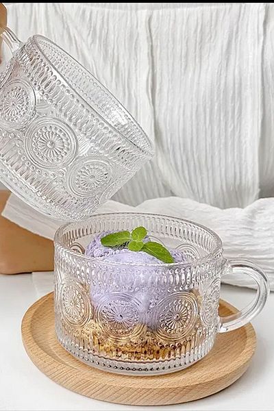 GİLLİ STORE Heat Resistant Vintage Sun Nordic Style Cup Vintage Coffee and Presentation Cup Bowl - 1 Pc