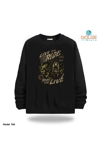 Gölge Store Motorcycles Chest Printed Slimfit Crew Neck 2 Thread Unisex Sweatshirt