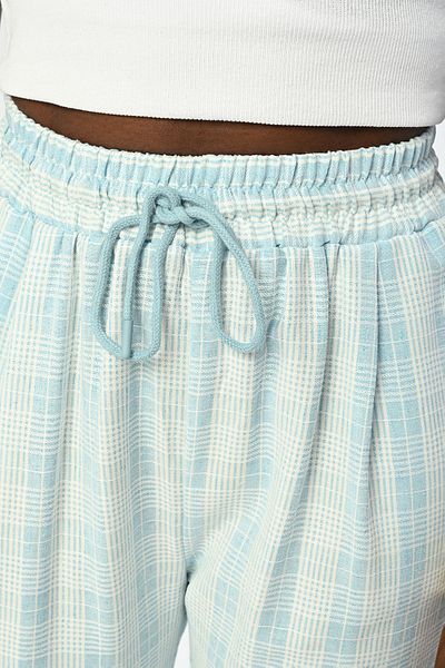 Orfeo Negro Comfortable Fit and Elastic Waist Women's Trousers - plaid pattern