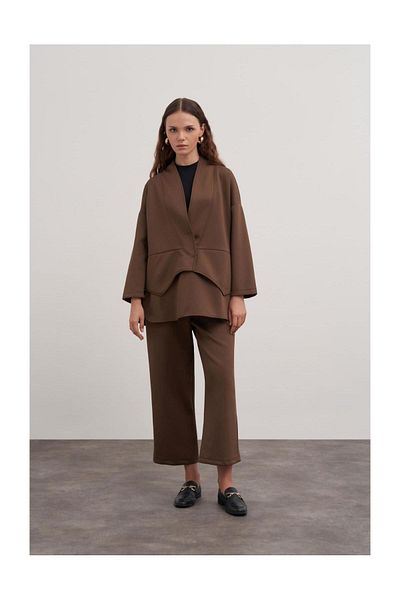 FUSHYA Scuba Fabric Collar Detailed Double Set