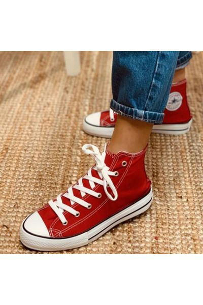Allien Red Casual Linen Comfortable High Top Green Long Convers Sneaker Sneakers