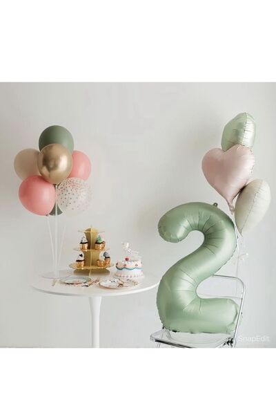 Çemrek Süs Parti مجموعة بالونات من رقائق الفويل باللون الأخضر النعناعي لعمر س...