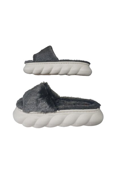 Akınal Bella Сірі пухнасті ультралегкі жіночі капці - AKB105-979