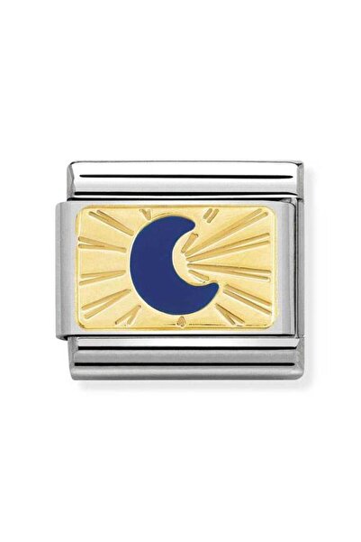 NOMİNATİON Composable Classic Plates Steel , Enamel And 18k Gold Moon Blue