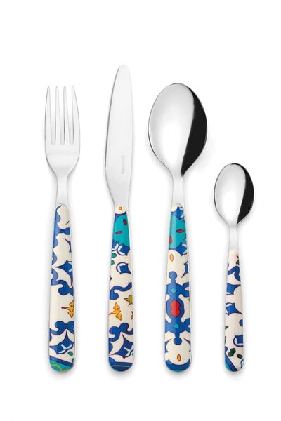 GUZZİNİ Guzzini Flower Lemon 24 Parça Çatal Kaşık Bıçak Takımı Mavi