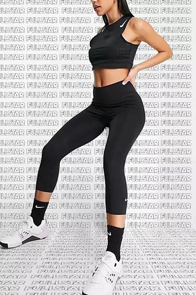 Nike One Performance Capri Leggings Gathering Short Women's Black Leggings