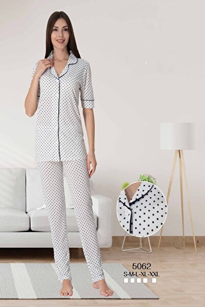 ByLohusa Σετ πιτζάμες Effortt Navy Blue Buttoned μπροστά