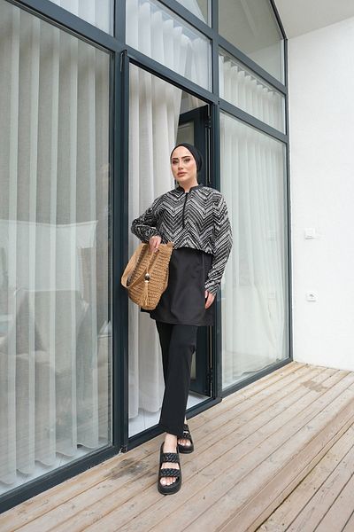 lurex moda Μισό ψηφιακό εμπριμέ Hijab μαγιό
