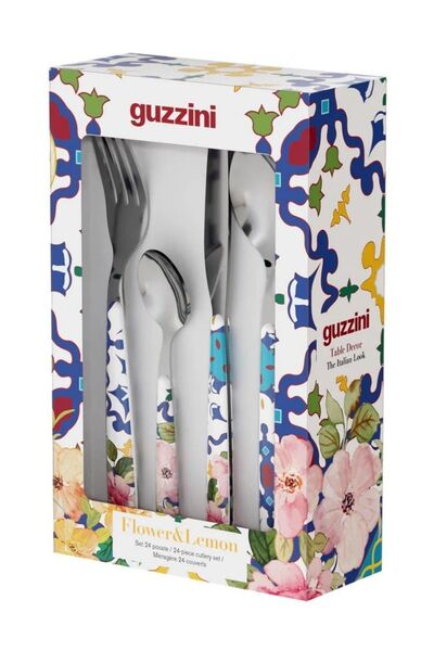 GUZZİNİ Guzzini Flower Lemon 24 Parça Çatal Kaşık Bıçak Takımı Mavi