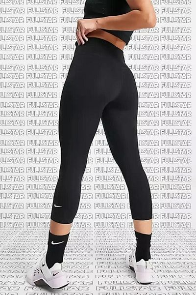 Nike One Performance Capri Leggings Gathering Short Women's Black Leggings