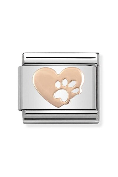 NOMİNATİON Composable Classic Symbols Stainless Steel And 9k Rose Gold Heart With Footprints