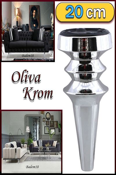 Badem10 Oliva Chrome 20 Cm Mobilier Canapea Fotoliu Unitate Tv Consolă Înălțare Picioare Picioare