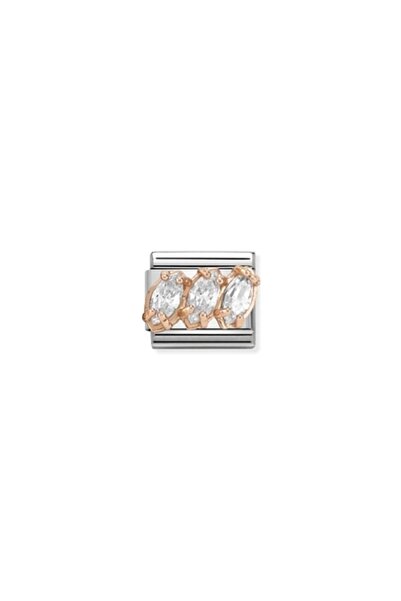 NOMİNATİON Composable Classic Zırconıa Stainless Steel, Cz And 9k Rose Gold (...