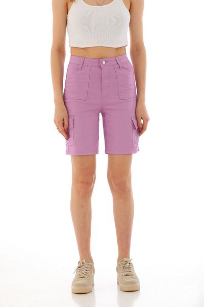 BİKELİFE Fliederfarbene Lycra-Shorts mit hohem Bund für Damen