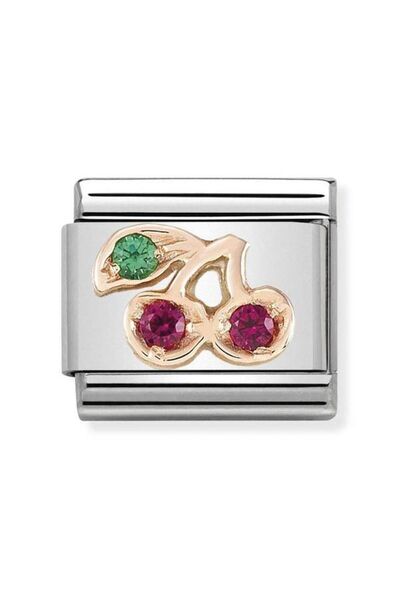 NOMİNATİON Composable Rose Gold and Cz Cherry Classic Symbols in 9k Stainless...