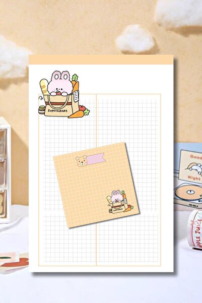 PastelSanat A5 Boyutunda 2'li Çilek Yiyen Tavşan Planlayıcı Ders Sınava Hazır...