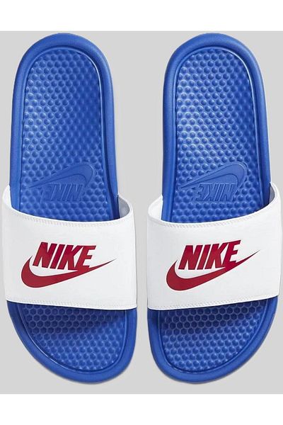 Nike Papuci unisex Futura Benassi Slide - Albastru, Alb, Roșu, O singură curea