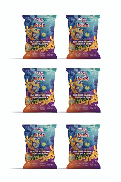 Rolling Pops 56g ROLLİNG POPS KIDS Süt Mısır Çeşnili Nohut ve Kinoa Cipsi Seti 6 adet