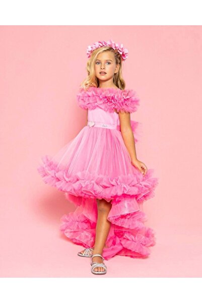 SIRRI Kız Çocuk Aura Prenses Kuyruklu Kabarık Tül Abiye Elbise (4-8 Yaş)