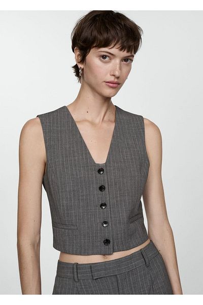 MANGO Woman Slim striped vest