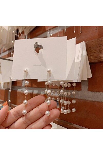 GO Sİ ON (H)yeni Trend Uzun Inci Kadın Küpe Altın Kaplama