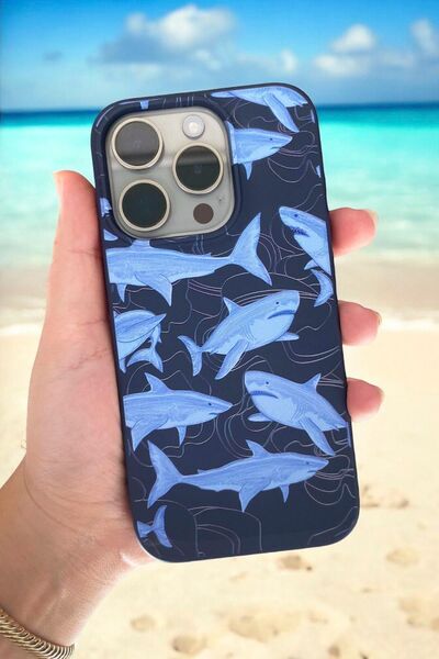 shoptocase Iphone 15 Pro Uyumlu Jaws, Köpekbalığı Desenli Lacivert Silikon Te...