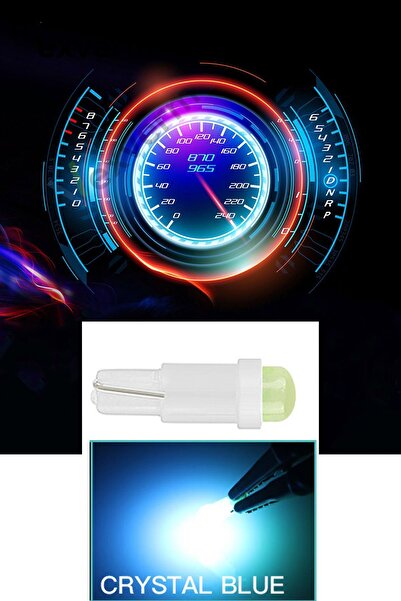 MeyZone 10 Adet 12v T5 Led Ampul Oto Kilometre Gösterge Kadran Ambians Aydınlatma Ledi Ice Blue ( Buz Mavi )