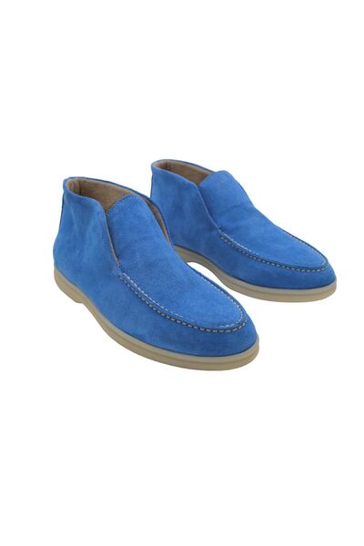 aayak&kabımofficial Gerçek Deri Mavi Süet Günlük Rahat Kadın Bot