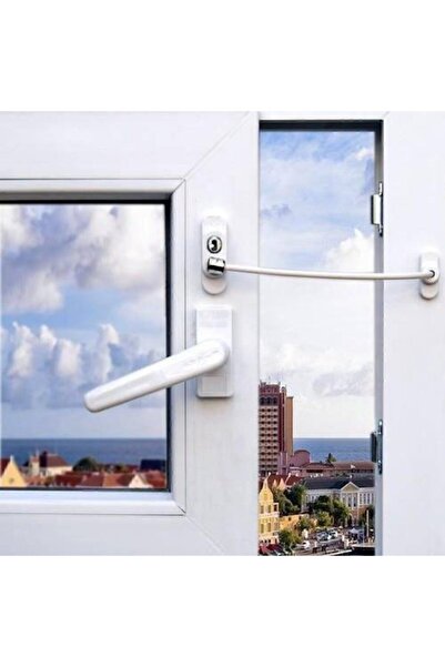 pimapen Çelik Halatlı Pvc Pencere Emniyet Çocuk Güvenlik Kilidi-beyaz