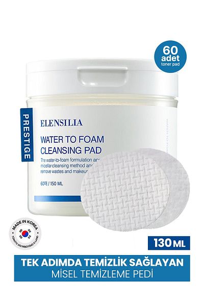 ELENSILIA 60 Pieces Micellar Cleaning Pad - Water to Foam Cleansing Pad