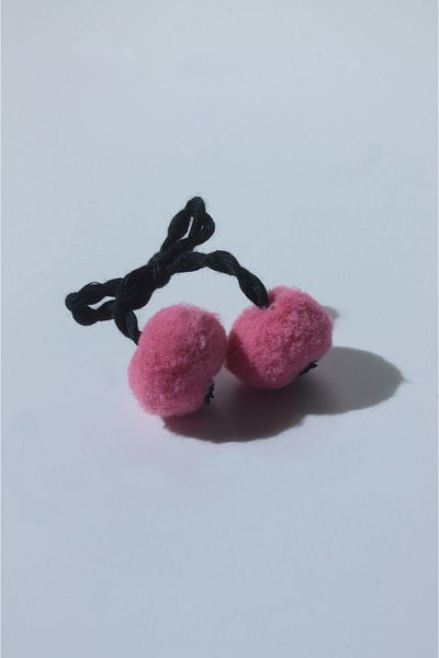 ÖZPAŞ TEKSTİL VE AKSESUAR Double Pompom with Pink Black Knots 10 Pieces