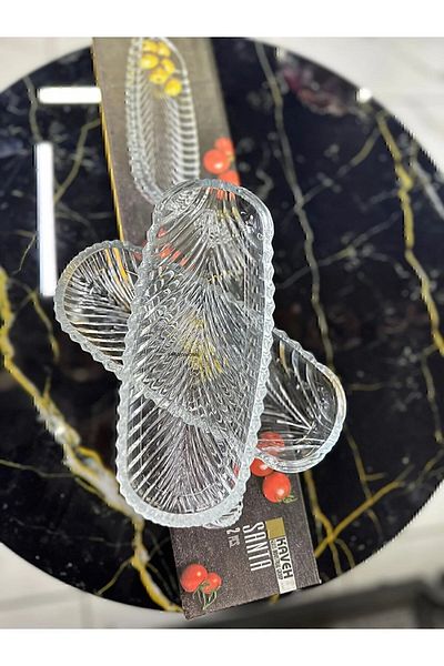 Kaveh glass 4 Pieces Glass Boat Plate - Presentation Holder 20*8 Cm