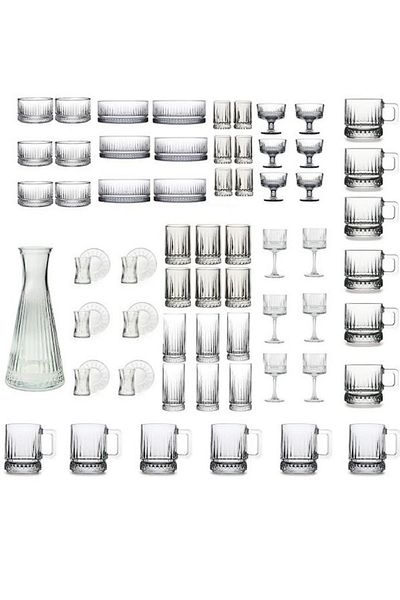 Paşabahçe Elysia 67 Piece Cup, Presentation, Snack Bowl, Ice Cream Bowl Full Dowry Set
