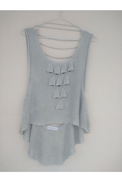 lovetheworld Tasarım Zincirli Derin Sırt Dekolteli Elboyama Batik Dumanrengi ...