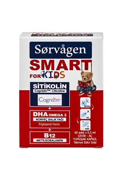 Sorvagen Smart Kids Sitikolin Dha Omega 3 Norveç Balık Yağı B12 60 Kapsül